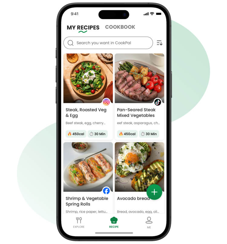 CookGo recipe library showing organized dishes