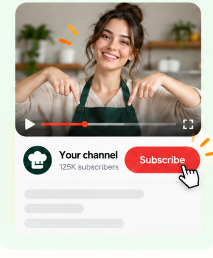 Creator video with a highlighted Subscribe button