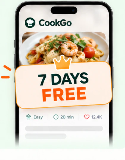 CookGo app screen displaying a 7 days free offer